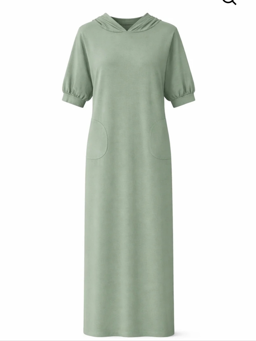 Relaxed Sage Green Maxi Dress with Puff Sleeves